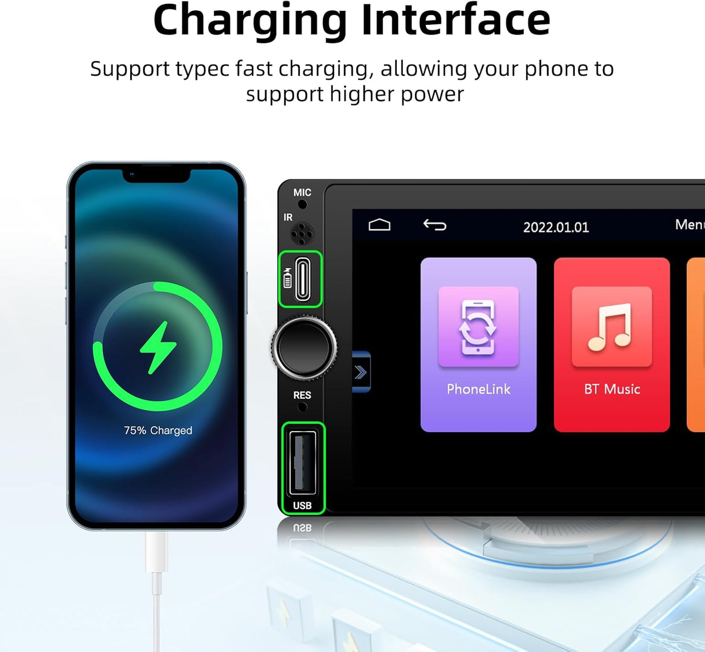 【Type-C&USB】 Single Din Wireless Carplay Radio - EZoneTronics