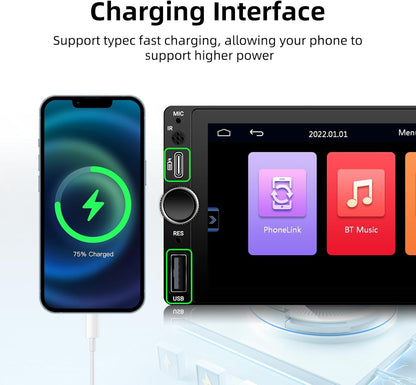 【Type-C&USB】 Single Din Wireless Carplay Radio - EZoneTronics