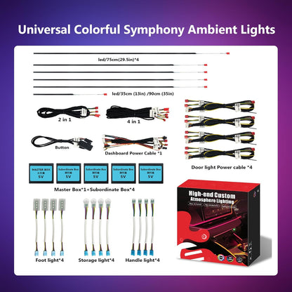 Car Ambient Lighting Kit RGB 18 in 1 256 LED with Wireless APP - EZoneTronics