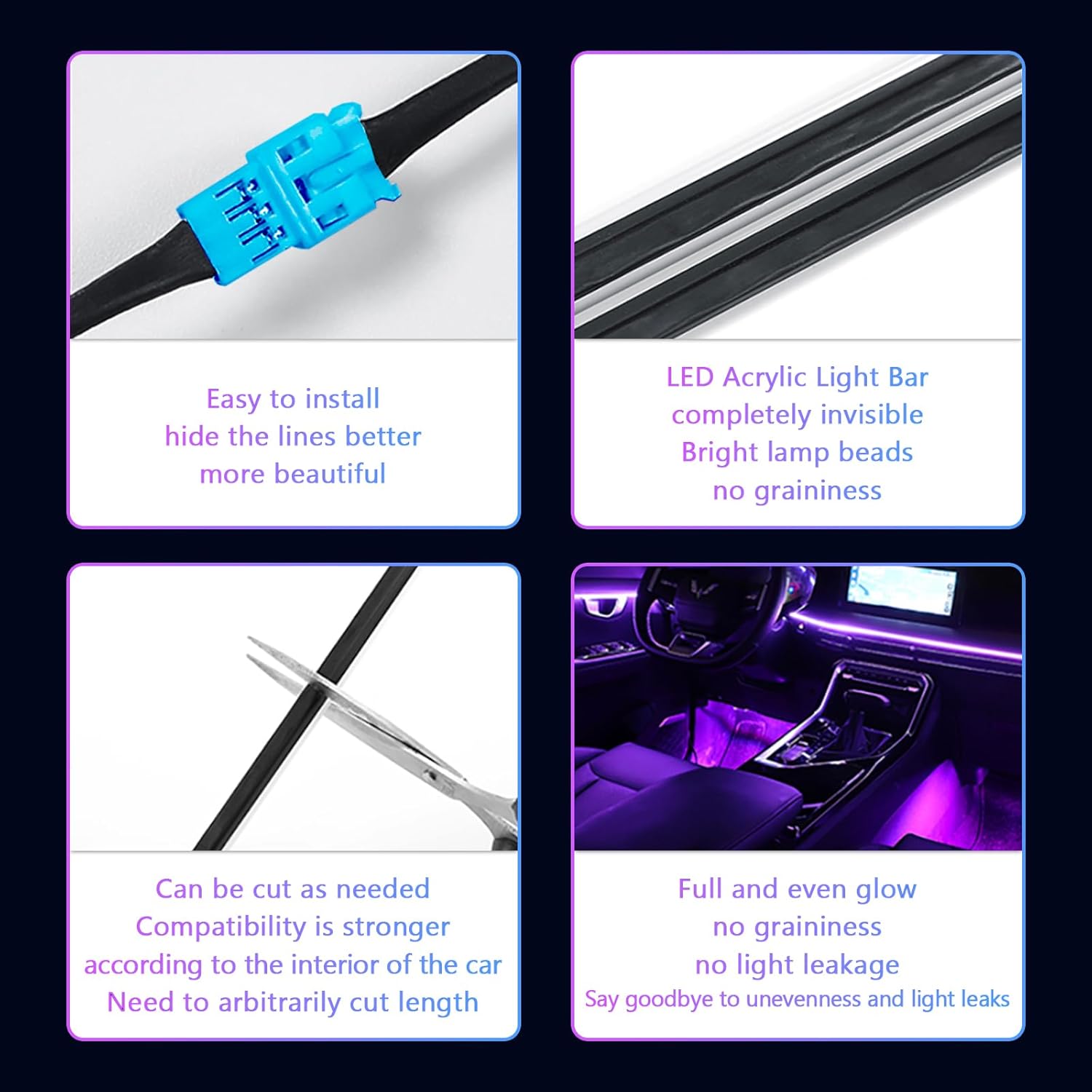 Car Ambient Lighting Kit RGB 18 in 1 256 LED with Wireless APP - EZoneTronics