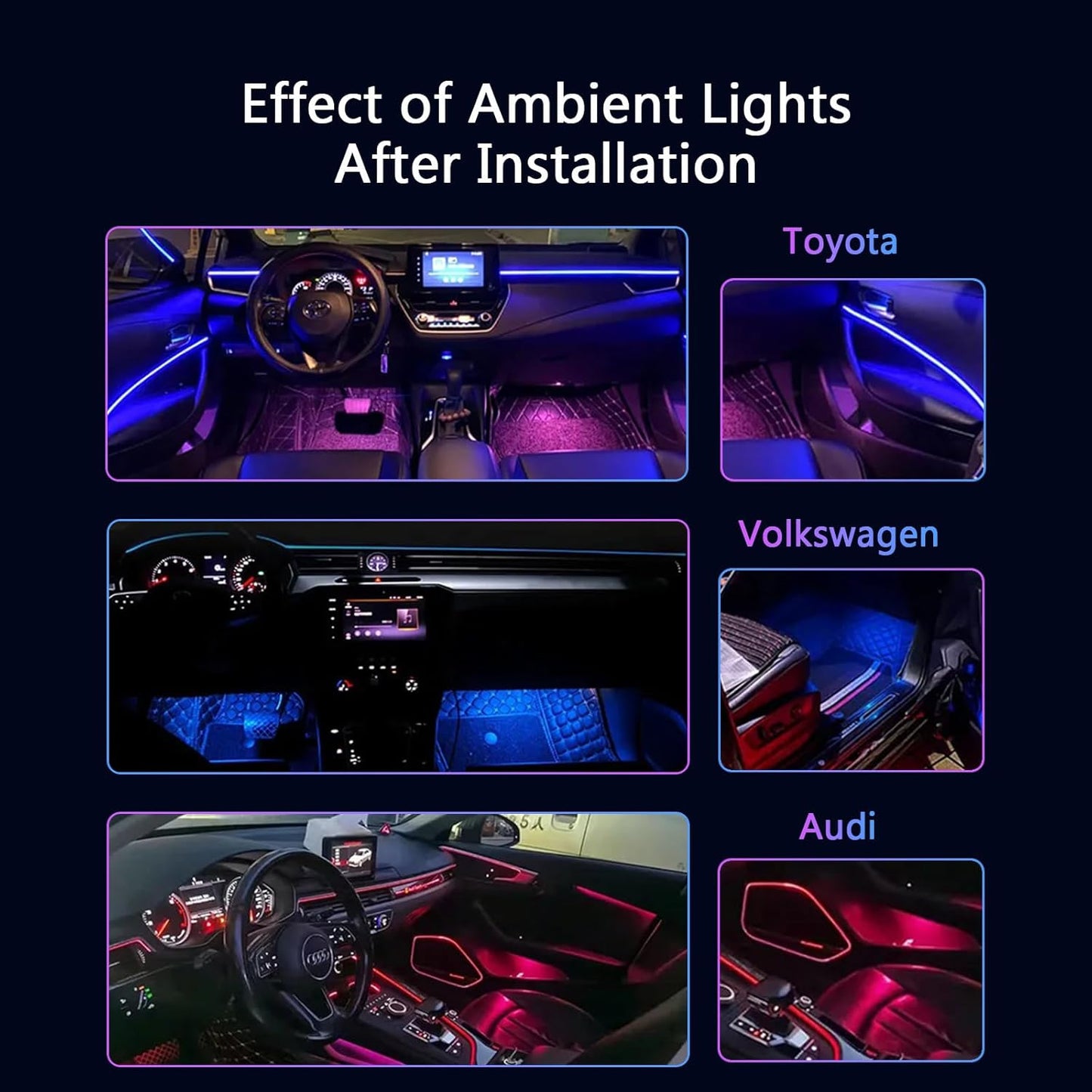 Car Ambient Lighting Kit RGB 18 in 1 256 LED with Wireless APP - EZoneTronics