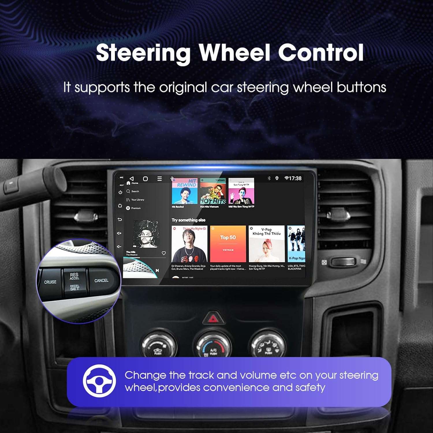 2013-2018 Dodge Ram 1500/2500/3500(Only fit Manual AC) Carplay Radio - EZoneTronics