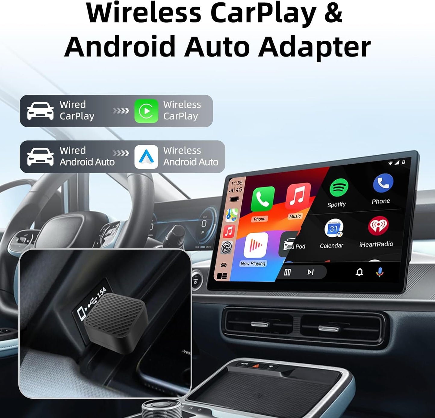 Mini Wireless CarPlay Adapter Android Auto Dongle for Cars - EZoneTronics