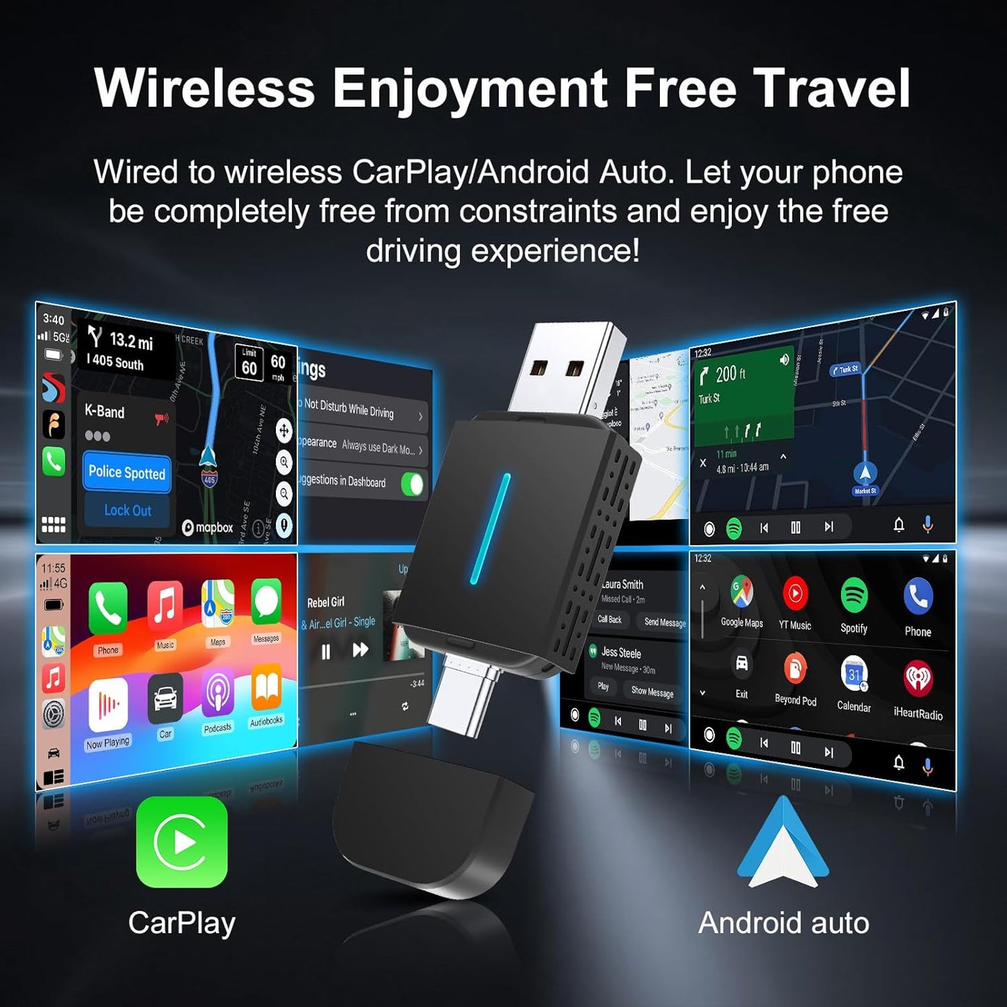 2025 New Wireless CarPlay Adapter for Cars with Wired CarPlay/Android Auto - EZoneTronics