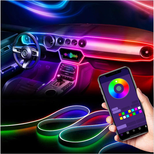 Car Ambient Lighting-Kit,256 RGB Colors DIY Modes Acrylic Interior Car LED Strip Light - EZoneTronics