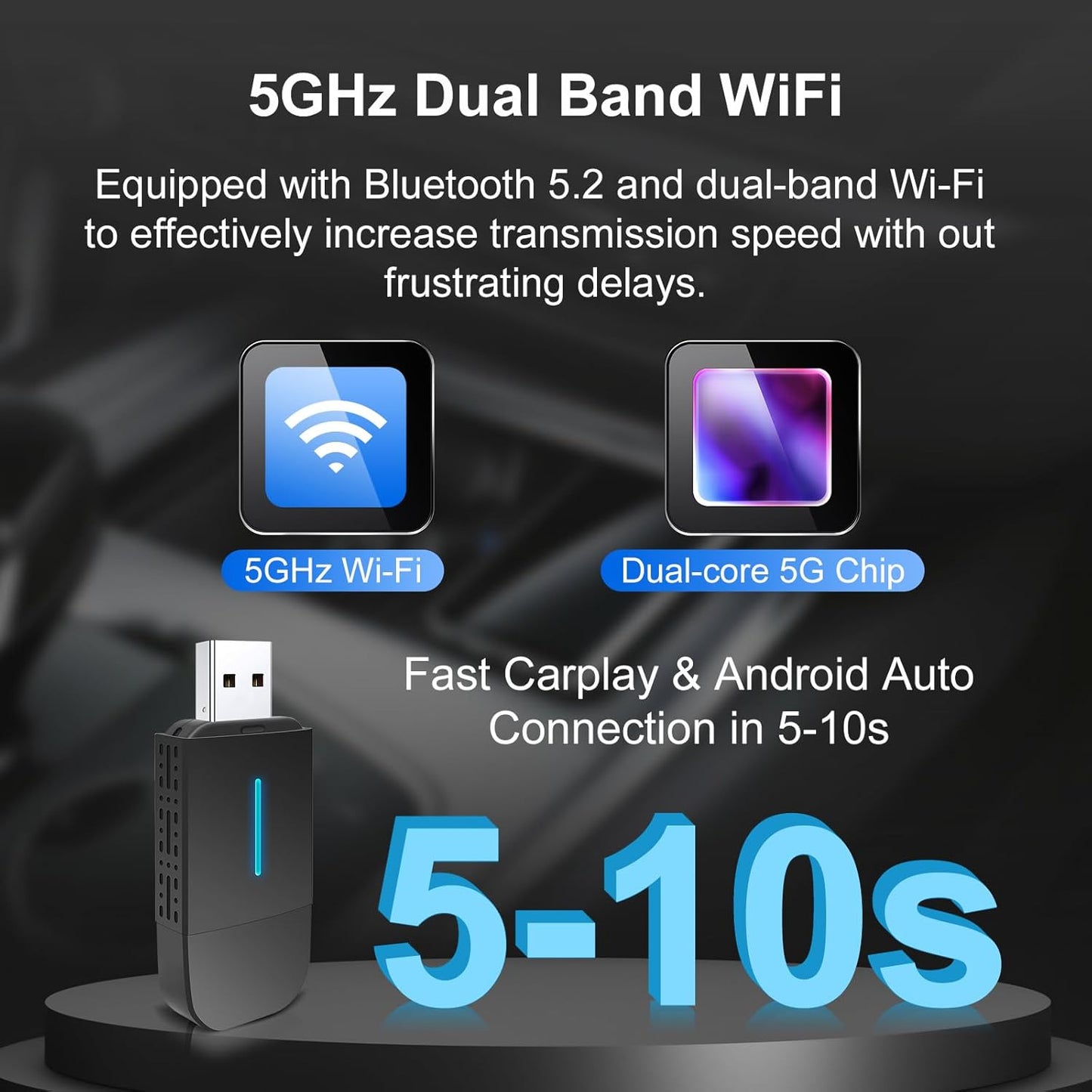 2025 New Wireless CarPlay Adapter for Cars with Wired CarPlay/Android Auto - EZoneTronics