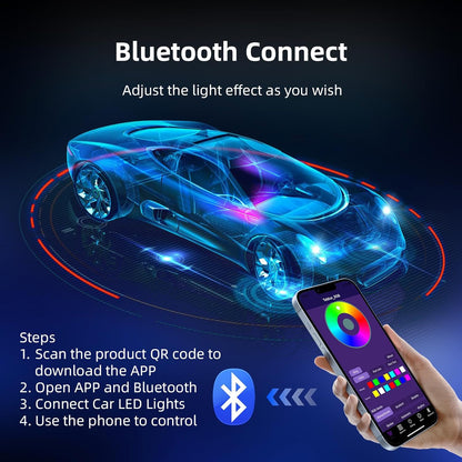 Car Ambient Lighting-Kit,256 RGB Colors DIY Modes Acrylic Interior Car LED Strip Light - EZoneTronics