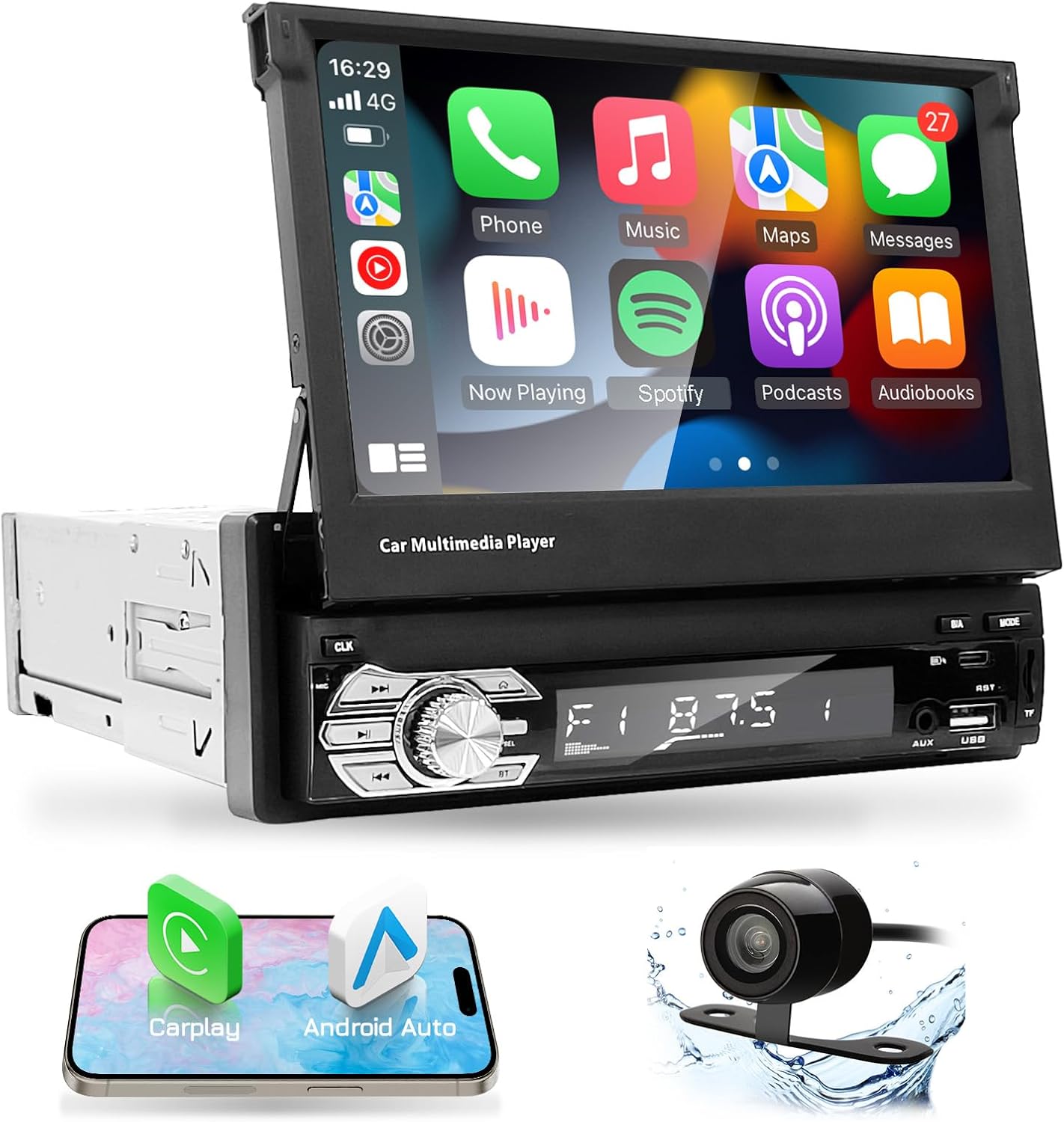 【Type-C&USB】 Single Din Carplay Android Auto Car Radio - EZoneTronics