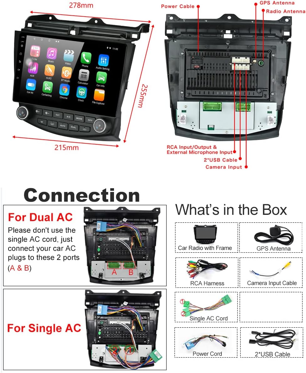 2003-07 Honda Accord Wireless Carplay Radio - EZoneTronics