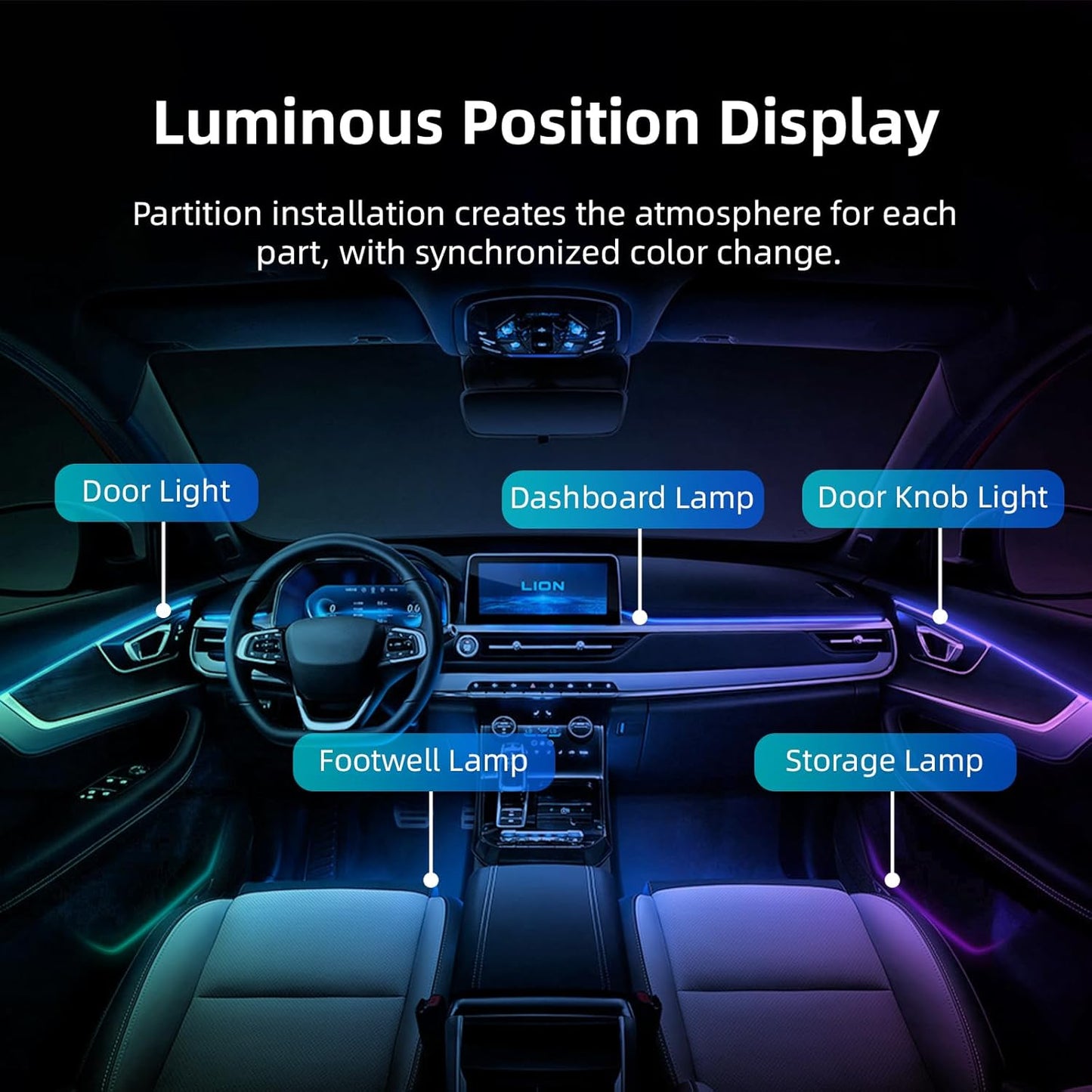 Car Ambient Lighting-Kit,256 RGB Colors DIY Modes Acrylic Interior Car LED Strip Light - EZoneTronics