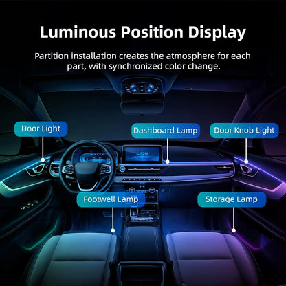 Car Ambient Lighting-Kit,256 RGB Colors DIY Modes Acrylic Interior Car LED Strip Light - EZoneTronics