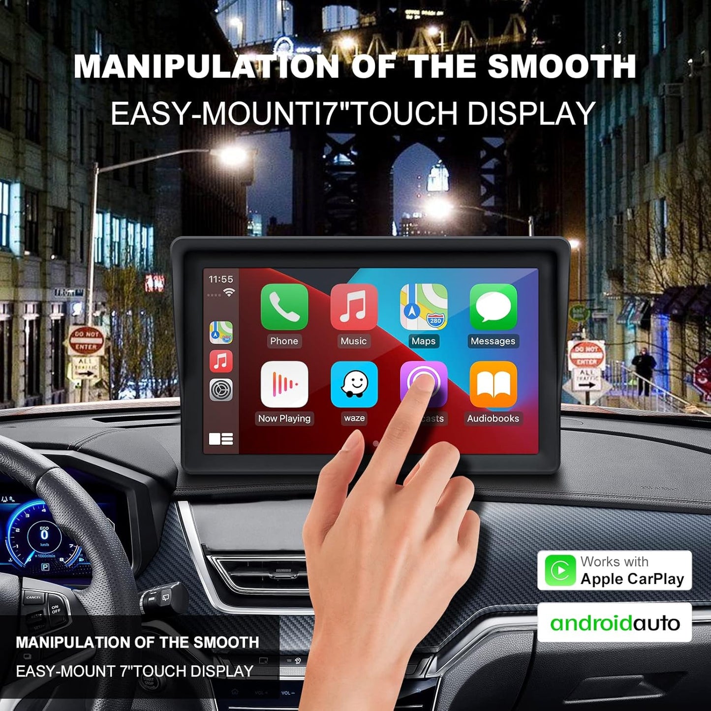 Portable Apple Carplay & Android Auto Screen for Cars - EZoneTronics