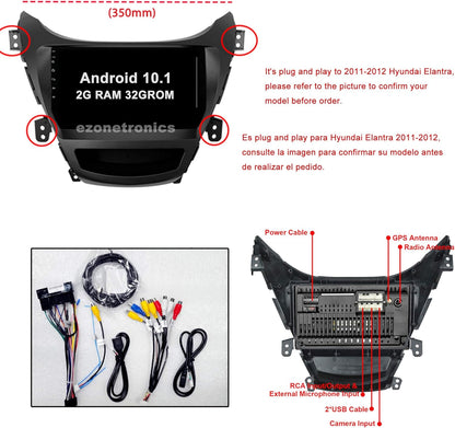 2011-2013 Hyundai Elantra Carplay Radio - EZoneTronics