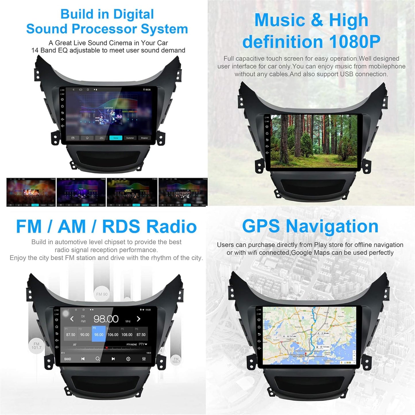 2011-2013 Hyundai Elantra Carplay Radio - EZoneTronics