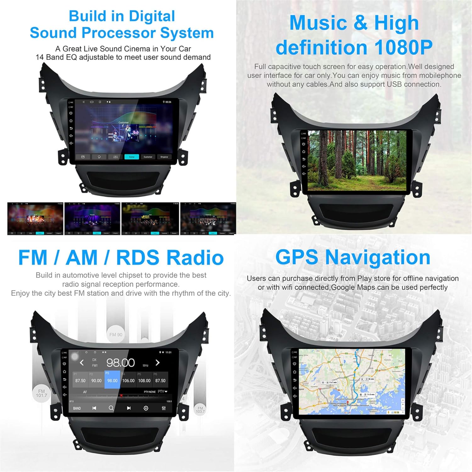2011-2013 Hyundai Elantra Carplay Radio - EZoneTronics
